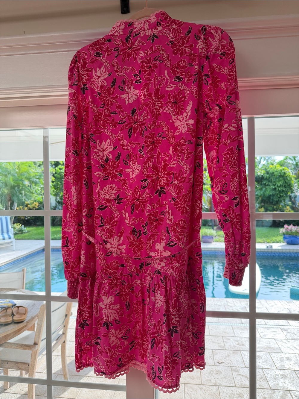 Lilly Pulitzer Hot Pink Floral Lace-Trim Caftan - Picture 4 of 4